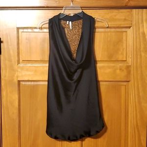 Medium Women's/juniors Black silk with sequins top.